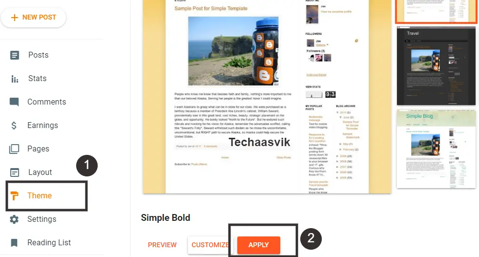  Blogger.com में Theme कैसे लगाएं
